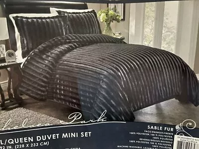 Chelsea Park Black Mink Faux Sable Fur Duvet Cover Set F / Queen Bed Bath Beyond • £71.26