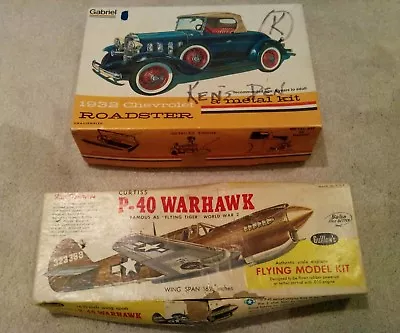 Lot Of 2 Model Kits Curtiss P-40 Warhawk & Gabriel 1932 Chevrolet Roadster Parts • $8