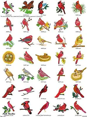 37 Cardinals Birds Collection Embroidery Machine Designs Collection Pes Jef Hus • $4.95
