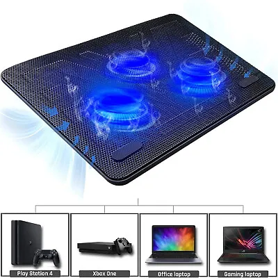 USB Cooler Laptop Cooling Pad 3 Fan Stand Quiet LED Light Radiator 15  -17  Slim • $21.55