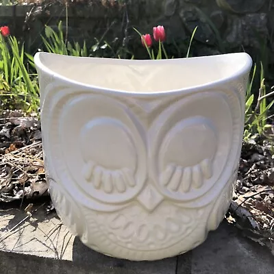 VTG White McCoy Art Pottery OWL Jardiniere Planter 7 1/2” Tall 8” Wide - READ • $115