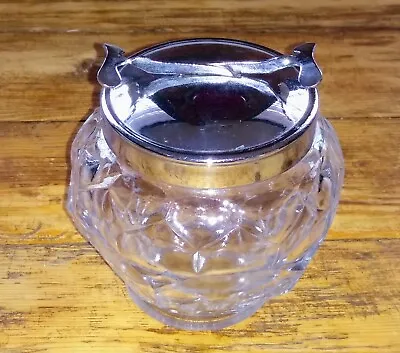 Vintage Cut Glass Sugar Bowl With Silver Plate Tongs - Scissor Action In Lid! • $18.66