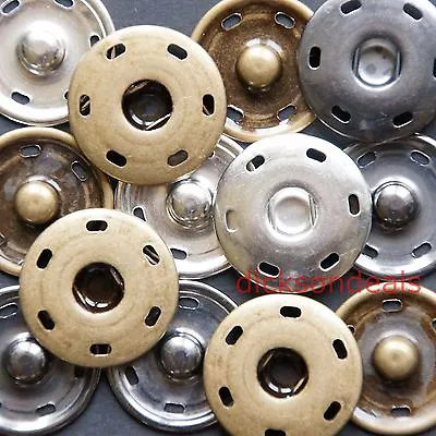 25mm Large Metal Snap Fasteners Poppers Press Studs Silver Old Gold Or Gunmetal • £2.89