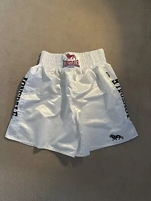 Lonsdale White Thick Heavy Satin Boxing Shorts • £59.50