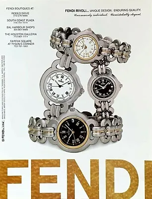 1995 FENDI Rivoli Watch Unique Design Enduring Quality Vintage PRINT AD • $10.50