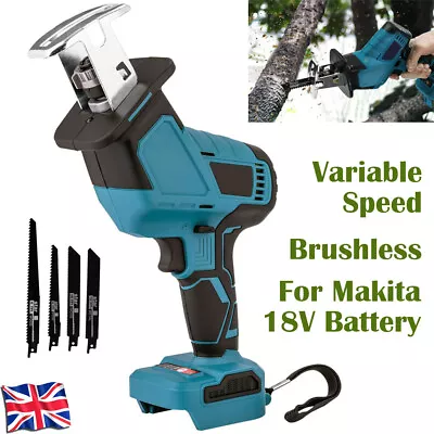 Brushless Cordless Electric Reciprocating Saw + 4x Blade For Makita 18V Battery • £39.99