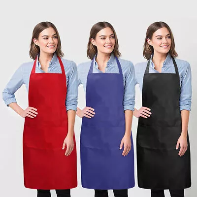 Plain Chefs Apron With Pocket Butchers Kitchen Baking BBQ Cook Restaurant Craft • £3.99