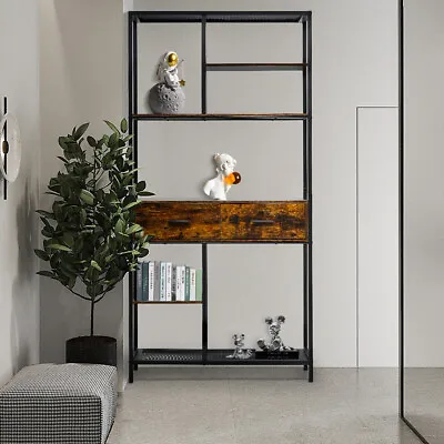 Tall Industrial Storage Shelf Bookcase Bookshelves FloorStanding Display Rack UK • £95.95