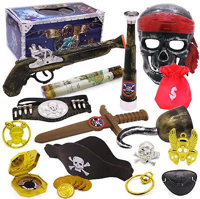 Pirate Theme Costume Accessories Set Halloween Fancy Dress Pirate Mask Toys Kids • £3.95