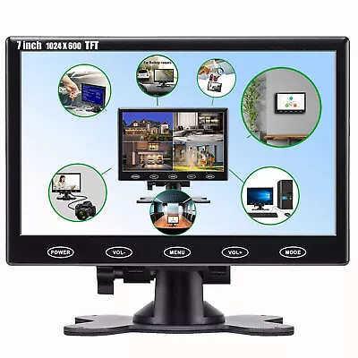 Ultra Thin 7  LCD CCTV Monitor PC Screen AV/RCA/VGA/HDMI For DSLR Raspberry PI • $52.79