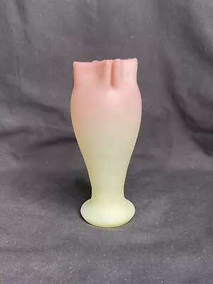 7” Webb Mt Washington Satin Burmese Pinch Top Vase • $84.95