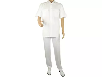 Mens 2pc Linen Walking Set By Apollo King Summer Leisure Suit SL206 White New • $99.99