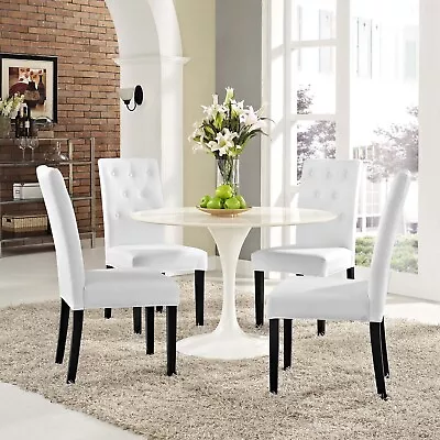 Modway Confer Dining Side Chair Vinyl Set Of 4 In White • $378.50