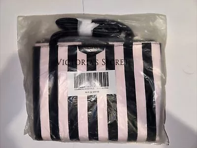 Victorias Secret Pink Black Striped Tote Bag Handbag • $17.13