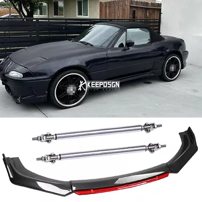 Front Bumper Lip Spoiler Splitter Carbon Fiber Look Body Kit For Mazda Miata MX5 • $99.79