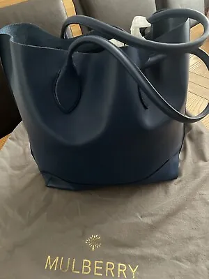 Genuine Mulberry Blossom Tote Bag Petrol Blue Leather • £125