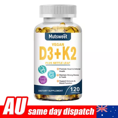 Vitamin K2 (MK7) With D3 125mcg Supplement BioPerine Capsules Immune Health • $20.99