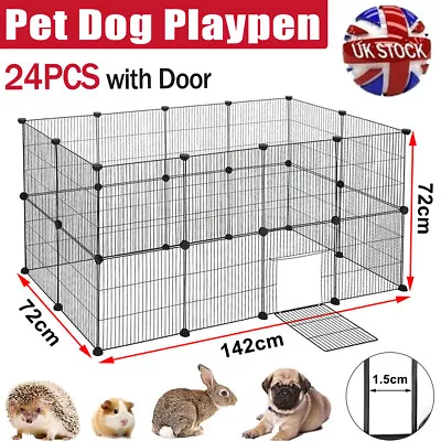 Foldable Pet Play Pen Fence 24 Panels Rabbit Puppy Dog Small Animal Playpen Cage • £27.99