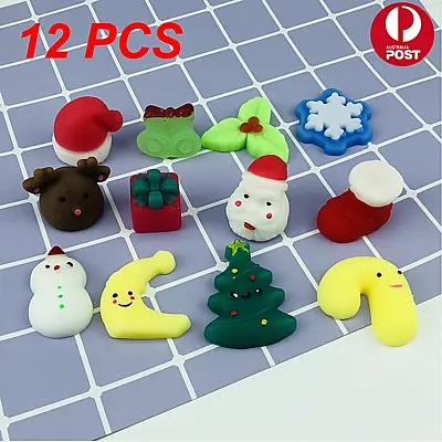 $18.80 • Buy 12PCS Mini Christmas Squishies Kawaii Mochi Squeeze Toy Stretch Stress Squishy