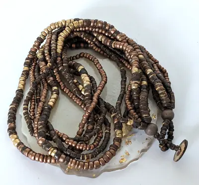 Handmade Horn Coated Copper & Gold Beaded Multi Strand Necklace G13 • £6