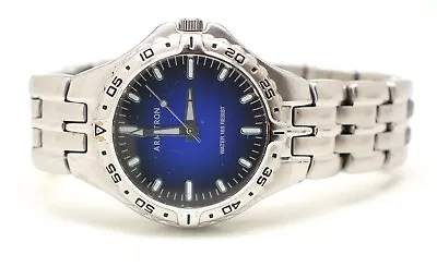 Armitron 20/5120SV Stainless Steel Blue Dial Men's Watch NEEDS Battery • $17