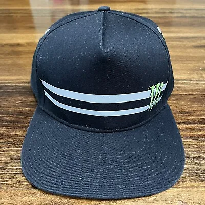 Monster Energy Drink Hat Cap Snap Back Adjustable Black Gray 2 Stripe CYOD • $22.98