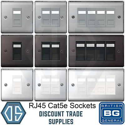 £11.48 • Buy BG 1 2 3 4 Gang RJ45 Cat5 Data Socket Brushed Steel Polished Chrome Black Nickel