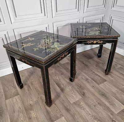 Vintage Pair X2 Decorative Lacquered Oriental Chinese Hall Console Side Tables • £429.99