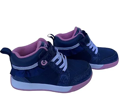 Gravis Skate Shoes Girls High Tops Frill Pink Navy Blue Size US 11 Kids 17cm • $16.99