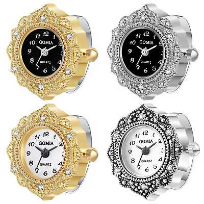 Gothic Vintage Rhinestone Dial Anolog Quartz Finger Ring Watch Women Ladies Gift • $12.99