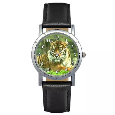 Bengal Tiger Wild Animal Mens Womens Genuine Leather Quartz Wrist Watch 1456SA • £14.99