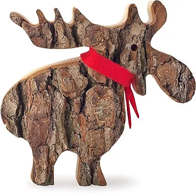 Wooden Moose Figurines Christmas Cute Deer Decor Handcrafted Rustic Cabin Decor • $36.95