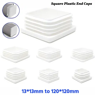 Square Plastic End Caps Blanking Plugs Tube Pipe Box Section Inserts / White • $112.09