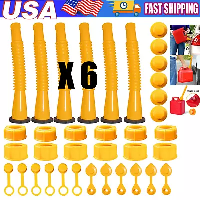 6x Gas Can Spout Kit Nozzle Vent Replacement For Plastic Gas Cans Old Style Cap • $18.49