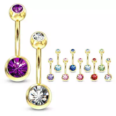Classique Gem Belly Bars With Gold Plating • $13.99