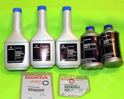 3 Acura Power Steering Fluid Pump + 2 Brake Fluid + Okit O Ring Gasket Seals • $44.95