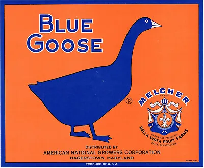 Vintage Blue Goose 1950 Brand Apple Crate Label Hagerstown Maryland Original • $22.27