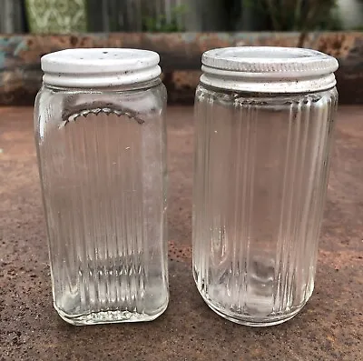 Antique GLASS PANELED SPICE JARS With ALUMINUM LIDS NEAT LOOK!! • $20