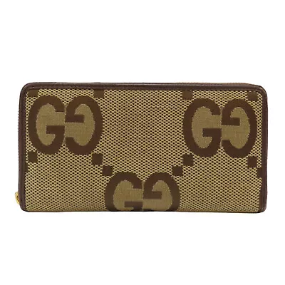 GUCCI Jumbo GG Zip Around Long Wallet Canvas Beige 699316 • $450.36