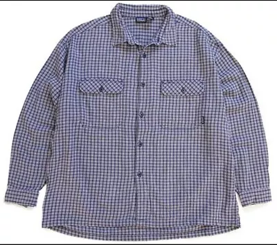 Patagonia XL Organic Cotton Flannel Purple Plaid Long Sleeve Shirt Vintage • $18