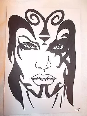 A4 Black Ink Marker Pen Sketch Sith Darth Talon Face Star Wars • $32