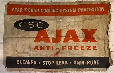 Vintage 1950-60s Original CSC Ajax Anti-Freeze Cloth Banner Advertising Sign Gas • $88.99