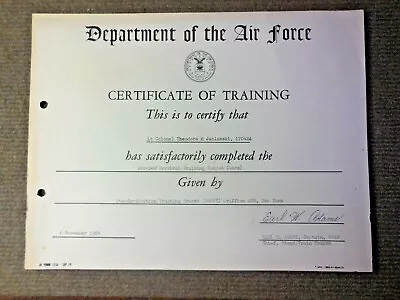 1964 Vietnam War USAF Certificate Of Training Air Crew Survival Griffiss AFB NY • $14.99