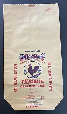 $8.99 • Buy Vintage Page Milling Co Luray Va Favorite Cracked Corn Flour Bag