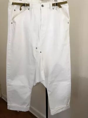 COMME Des GARÇON GANRYU White Drop Crotch Pants • $100