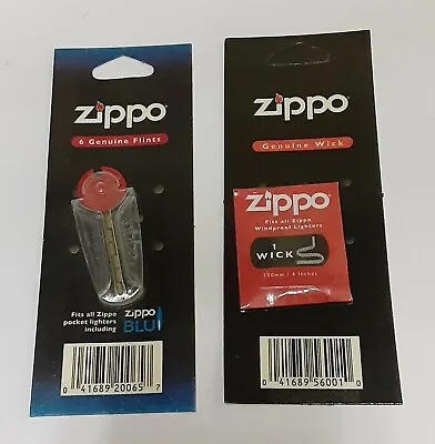 Genuine Zippo Brand Flints (6) And Wick Combo USA Seller And Shipping • $8.49