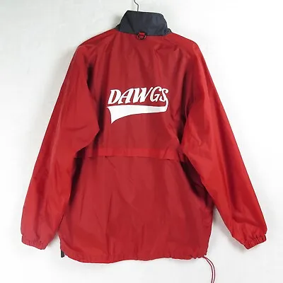 Holloway DAWGS Jacket Men's Size M Windbreaker Black & Red  1/4 Zip Pullover VTG • $19.75
