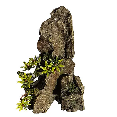 $15.95 • Buy Rock Outcrop Aquarium Ornament 7 Inch Tall Realistic Rock Look With Added Plants