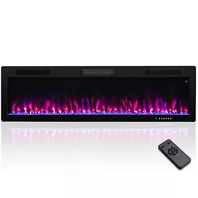 60  Linear Electric Fireplace W/ Multi-Color Flame 1500W Recessed Wall-Mounted • $249.49