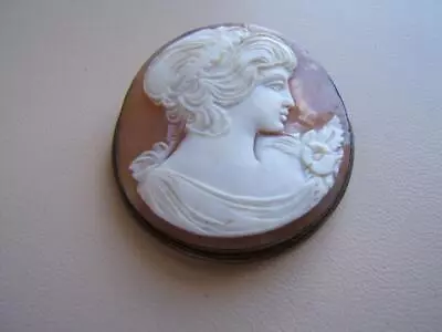 Antique 800 Silver Round Cameo Brooch & Pendant 1 3/4  • $49.99